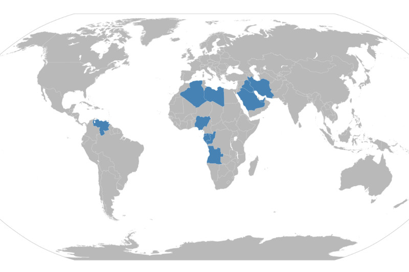 W skład OPEC wchodzi 13 państw członkowskich z Azji, Afryki i Ameryki Południowej. Do organizacji nie należą m.in. Stany Zjednoczone, Rosja i Norwegia.