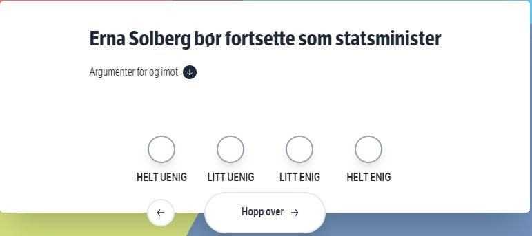 Screenshot, Valgomat 2021 NRK