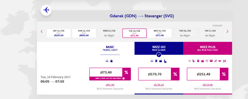 Lot z Gdańska do Stavanger kosztuje 73 PLN