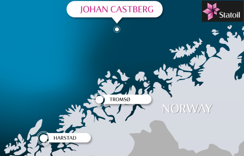 Mapka pokazująca gdzie, mniej więcej, będzie się znajdować Johan Castberg.