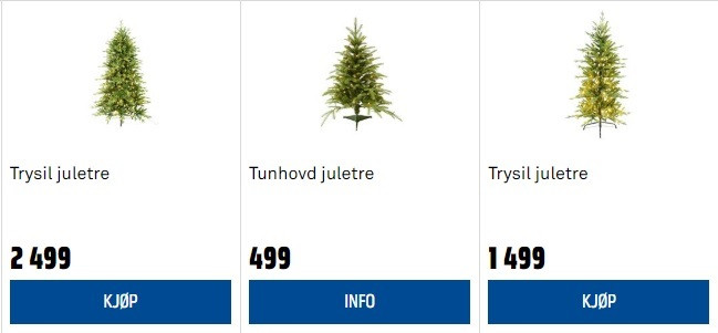 Przykładowe ceny sztucznych drzewek w sklepie Obs.