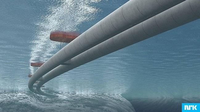 Wizualizacja betonowego podwodnego tunelu, który ma połączyć Lavik z Oppedal.