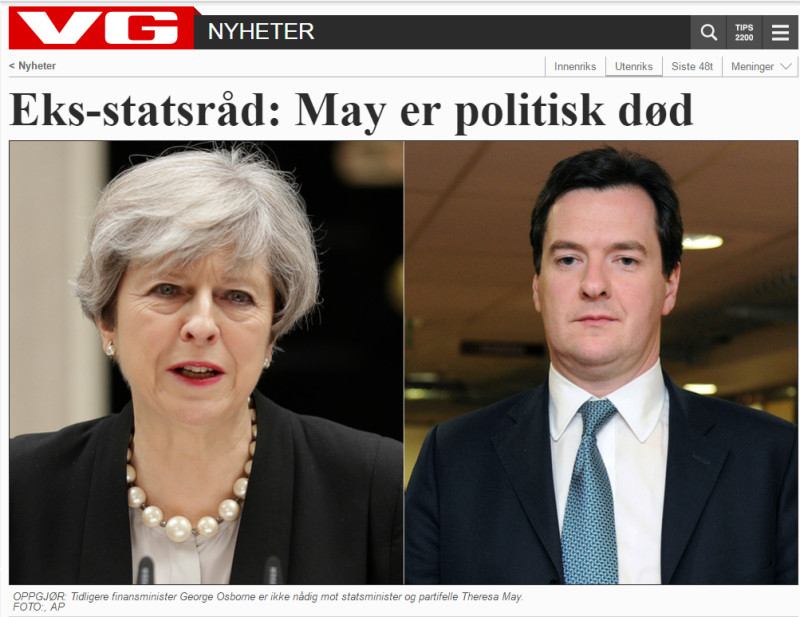 VG: „Były minister: May jest politycznie martwa” 