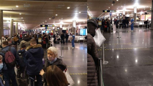 Chaos na lotnisku. Pasażerowie czekają na test w wielogodzinnej kolejce
