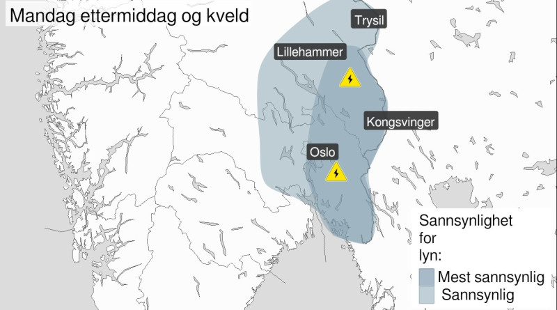 Gwałtowne burze prognozuje się m.in. w rejonie Oslo