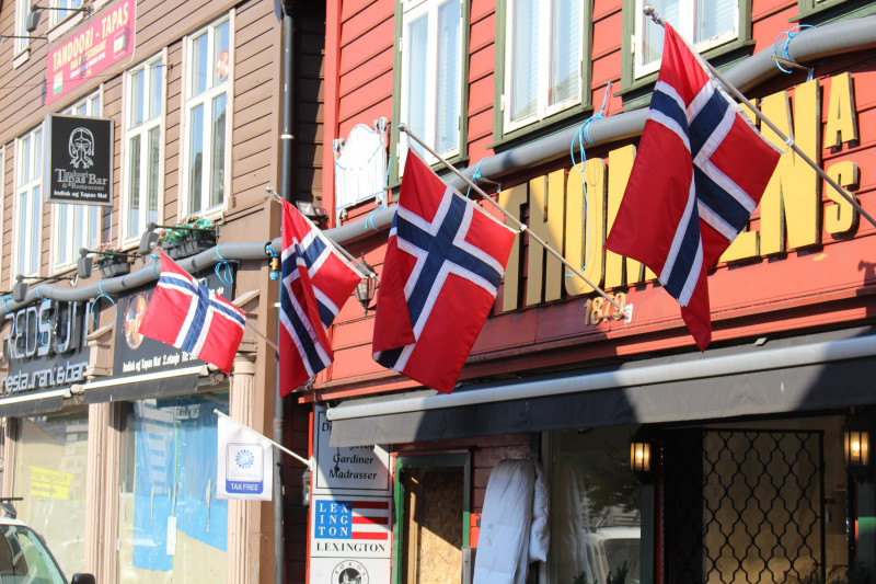 Norweska flaga jest bardzo istotną częścią obchodów.